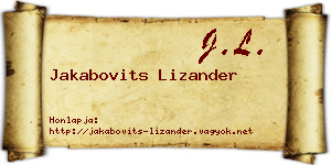 Jakabovits Lizander névjegykártya