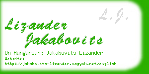 lizander jakabovits business card